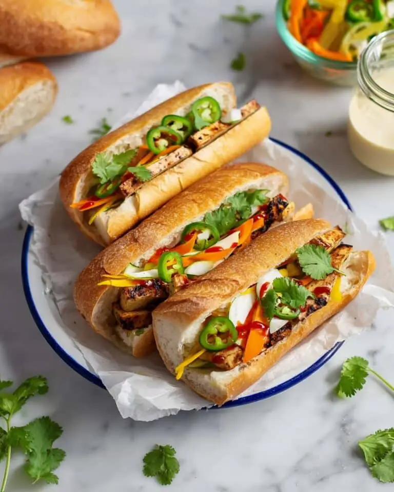 Vegetarian Banh Mi Sandwich with Seared Tofu and Pickled Veggies Recipe