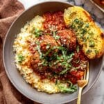 Saucy Braised Garlic Butter Meatballs with Orzo Recipe