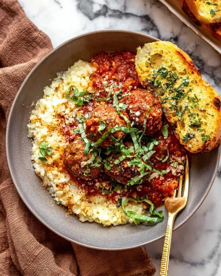 Saucy Braised Garlic Butter Meatballs with Orzo Recipe