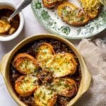 French Onion Beef Stew with Cheesy Baguette Topping Recipe