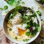 Parmesan Polenta Bowls with Seasonal Greens, Leeks, and Poached Eggs Recipe