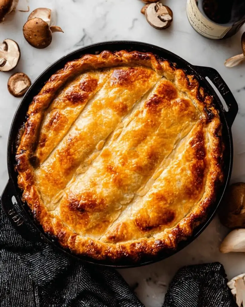 Creamy Mushroom Pot Pie with Flaky Puff Pastry Recipe