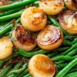 Green Beans with Miso Butter Braised Onions Recipe