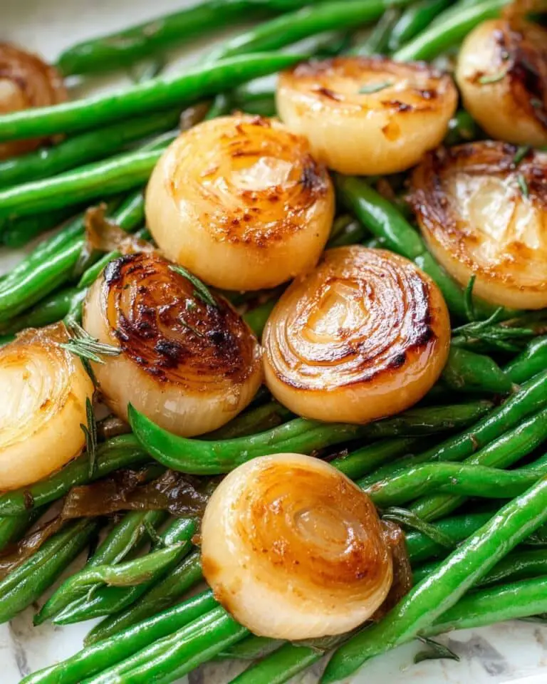 Green Beans with Miso Butter Braised Onions Recipe
