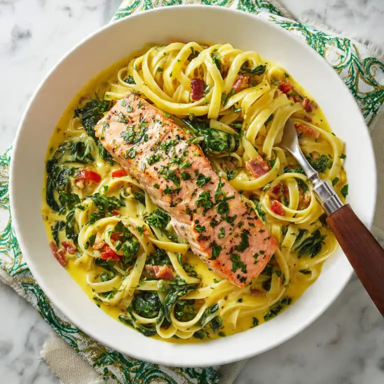 Tuscan Salmon Fettuccini Alfredo Recipe