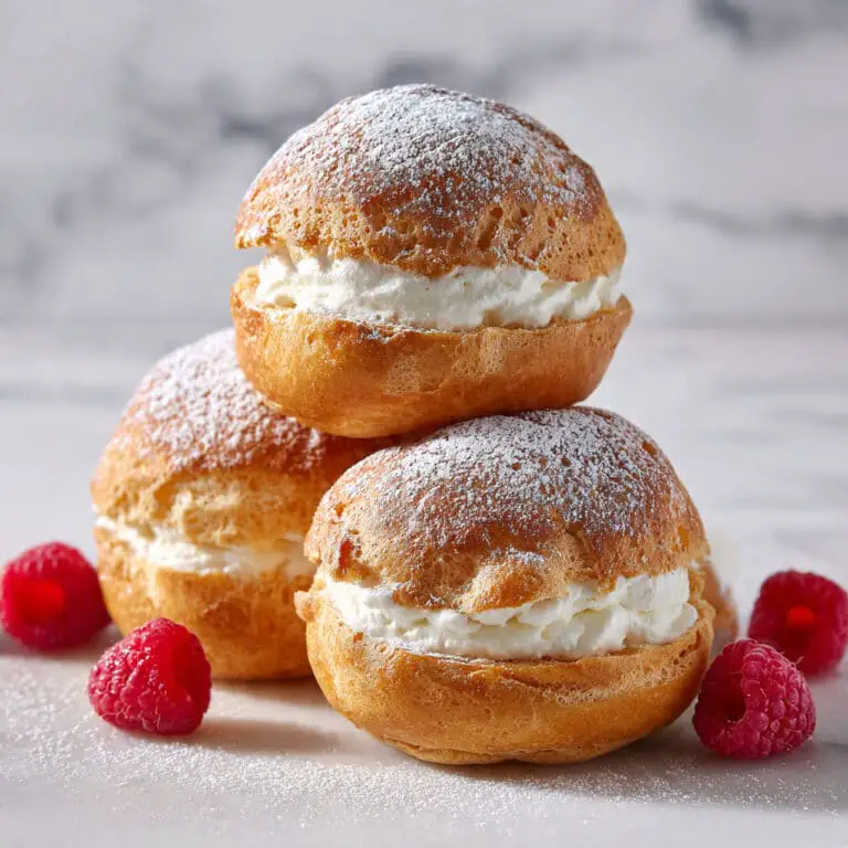 Homemade Cream Puffs with Raspberries and Vanilla Whipped Cream Recipe