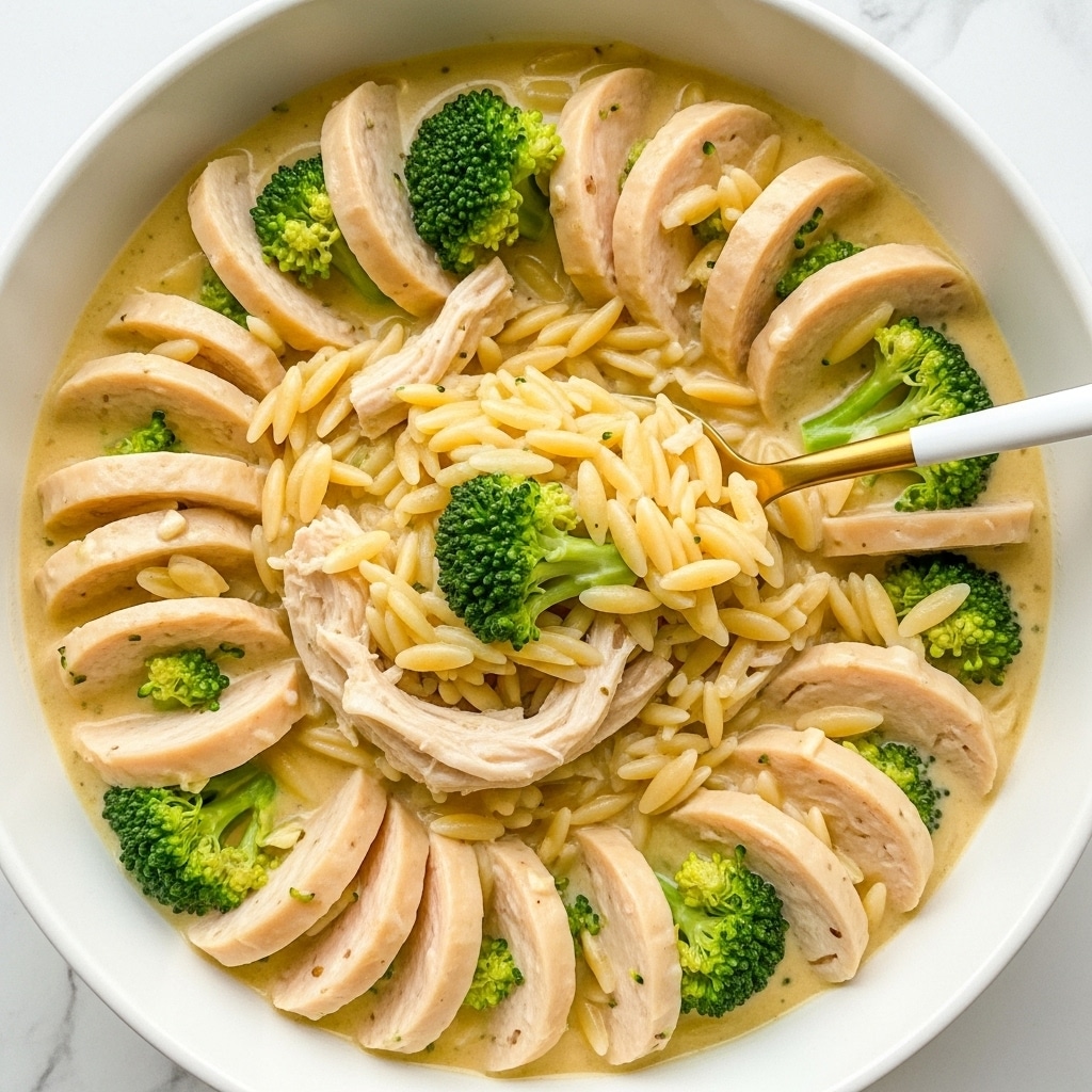 Cheesy Chicken Broccoli Orzo Recipe