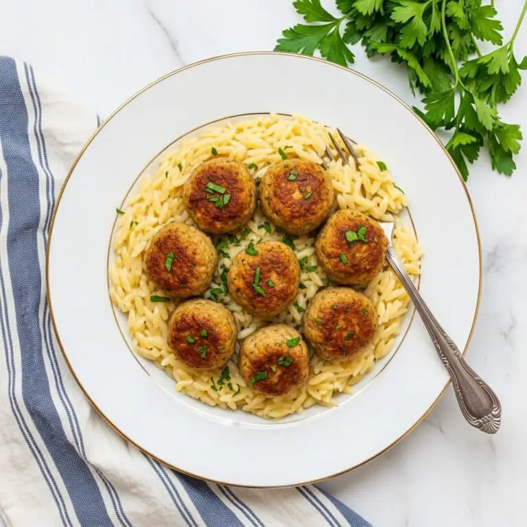 One Pan Chicken Meatballs with Orzo Recipe