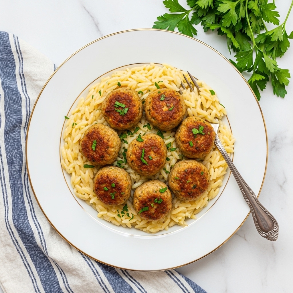One Pan Chicken Meatballs with Orzo Recipe