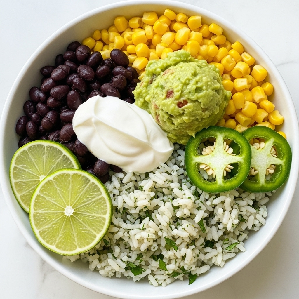 Healthy Chicken Burrito Bowls with Lime Rice and Black Beans Recipe
