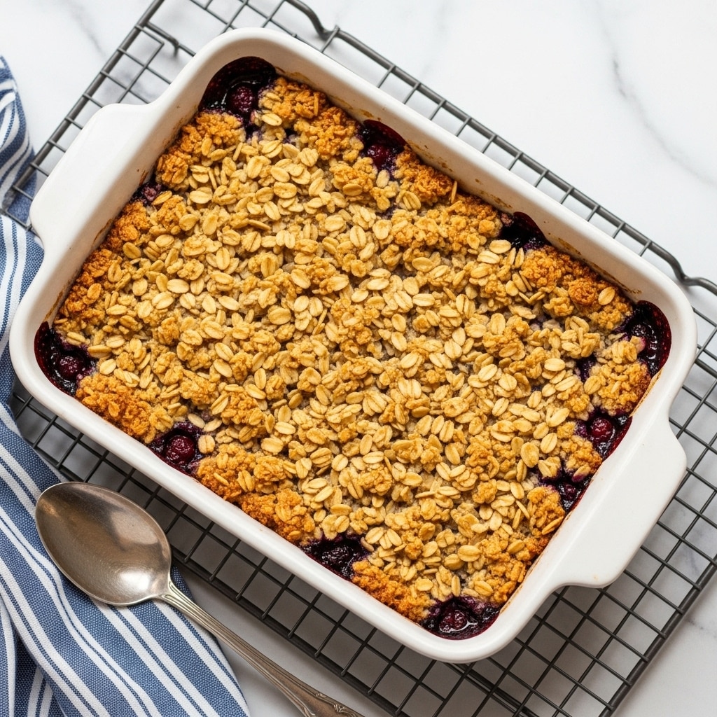 Overnight Blueberry Baked Oatmeal with Streusel Topping Recipe