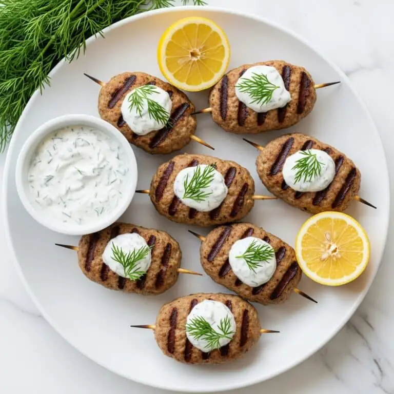 30-Minute Chicken Kofta Kebabs with Spiced Meatballs and Lemon Dill Yogurt Sauce Recipe