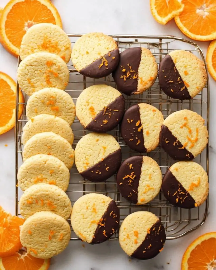 Chocolate Dipped Orange Shortbread Cookies Recipe