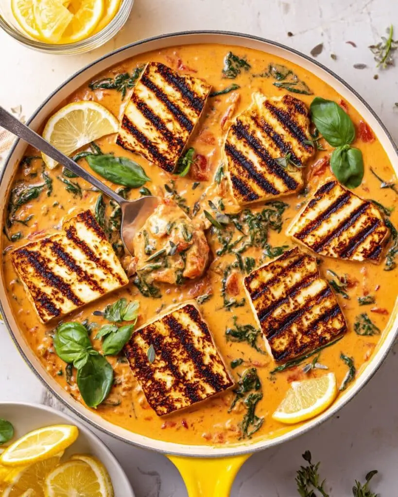 Marry Me Halloumi with Sun-Dried Tomato Cream Sauce Recipe