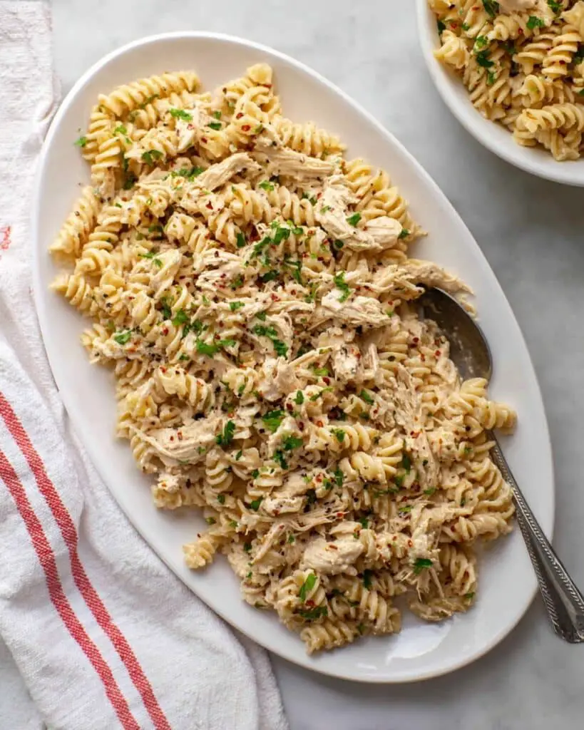 Crockpot Garlic Parmesan Chicken Pasta Recipe