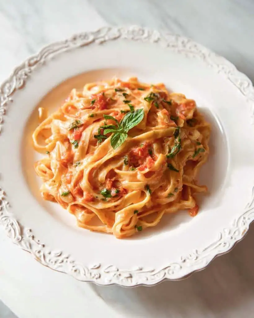 Roasted Red Pepper Cream Sauce with Fettuccine Recipe