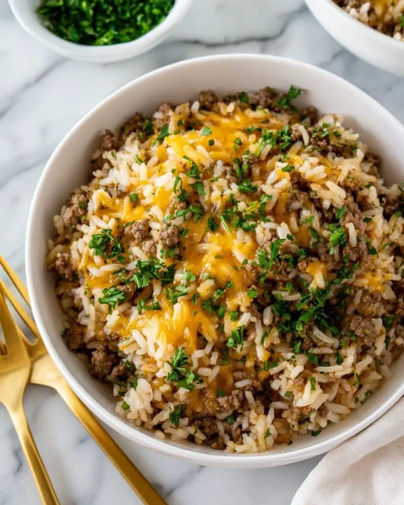 Cheesy Ground Beef and Rice Casserole Recipe