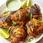 Aji Amarillo Marinated Chicken Thighs with Spicy Green Sauce Recipe