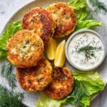 Salmon Cakes with Chive and Garlic Yogurt Sauce Recipe