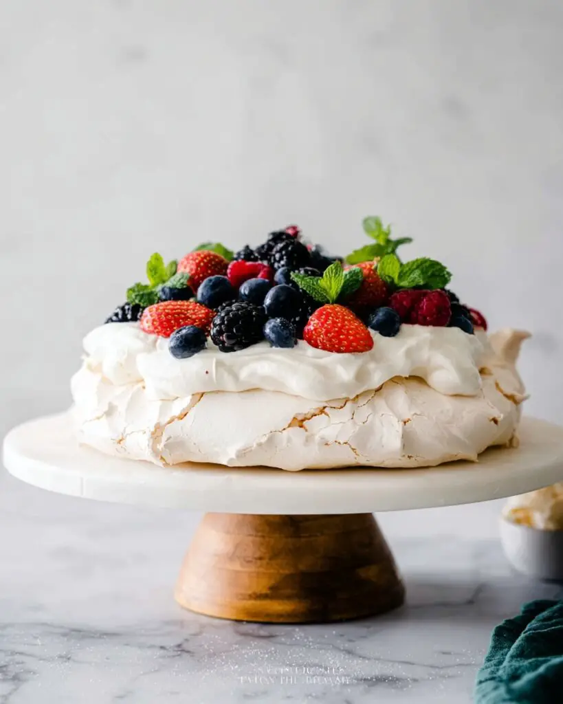 Classic Pavlova with Fresh Fruit and Whipped Cream Recipe