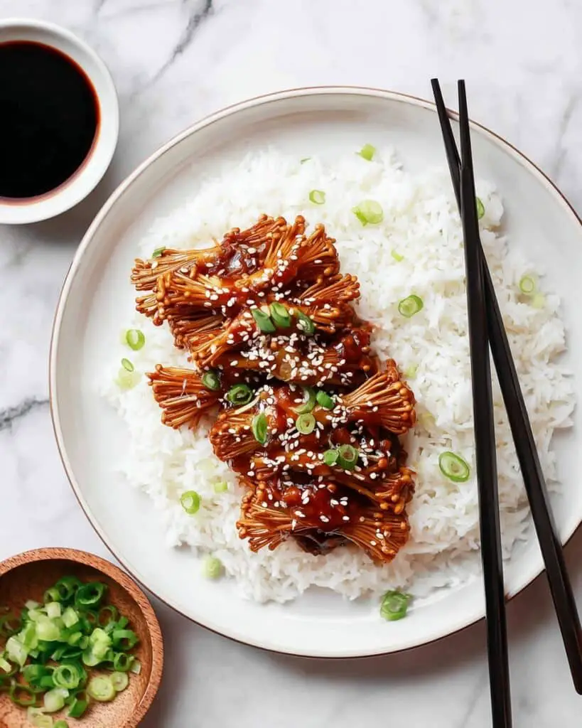 Spicy Sesame Enoki Mushrooms Stir-Fry Recipe