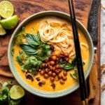 30 Minute Coconut Curry Noodle Soup with Chili Crisp Chickpeas Recipe