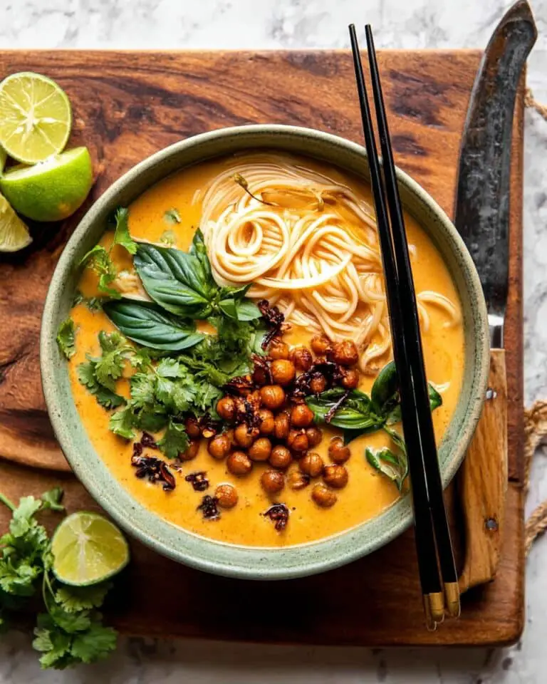 30 Minute Coconut Curry Noodle Soup with Chili Crisp Chickpeas Recipe