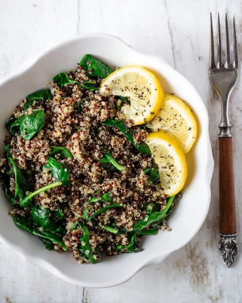 Lemon Garlic Butter Quinoa and Spinach Recipe