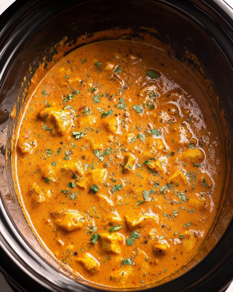 A white plate holds a base layer of white rice, topped with a thick, orange-brown curry that has visible pieces of chicken and small green leaves scattered throughout. Resting at the edge of the plate are two triangular pieces of naan bread with golden-brown spots. The plate is placed on a white marbled surface with a light-colored striped cloth underneath. In the background, two wooden pepper and salt grinders are visible. photo taken with an iphone --ar 4:5 --v 7