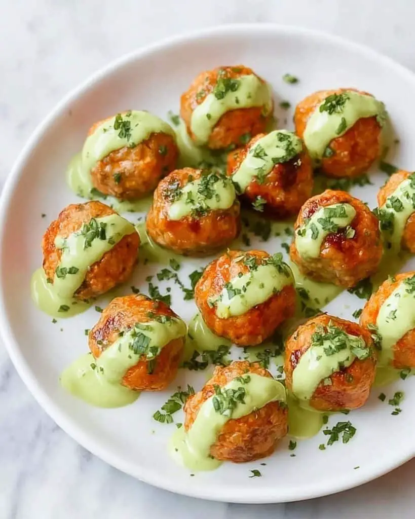 Baked Salmon Meatballs with Creamy Avocado Sauce Recipe