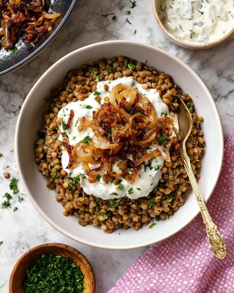 Mujadara with Caramelized Onions and Herbs Recipe