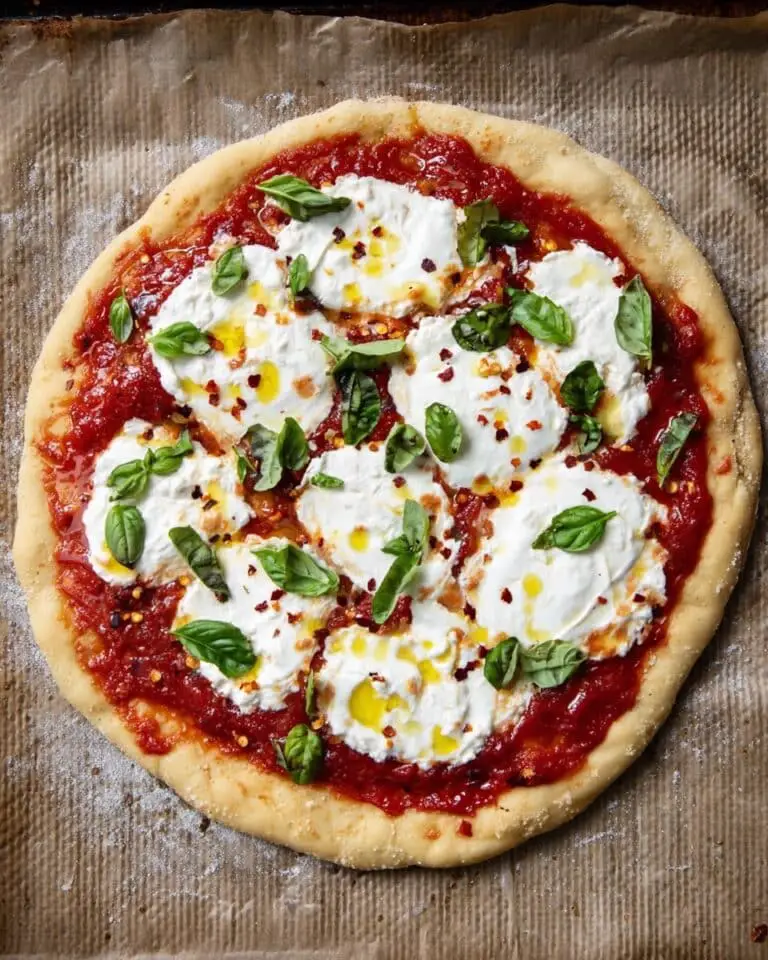 Vegan Liquid Mozzarella Pizza with Fresh Basil Recipe