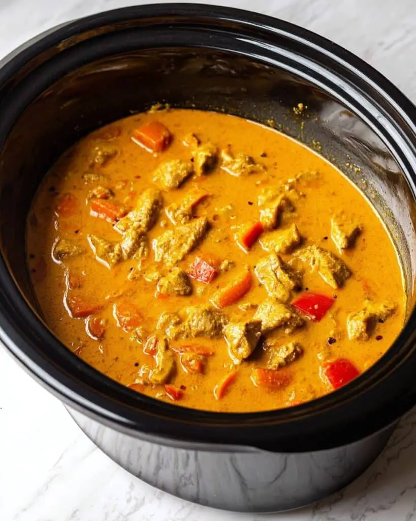 Slow Cooker Chicken Curry with Sweet Potatoes and Bell Peppers Recipe