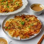 Vegetable Pancake with Spicy Peanut Dipping Sauce Recipe