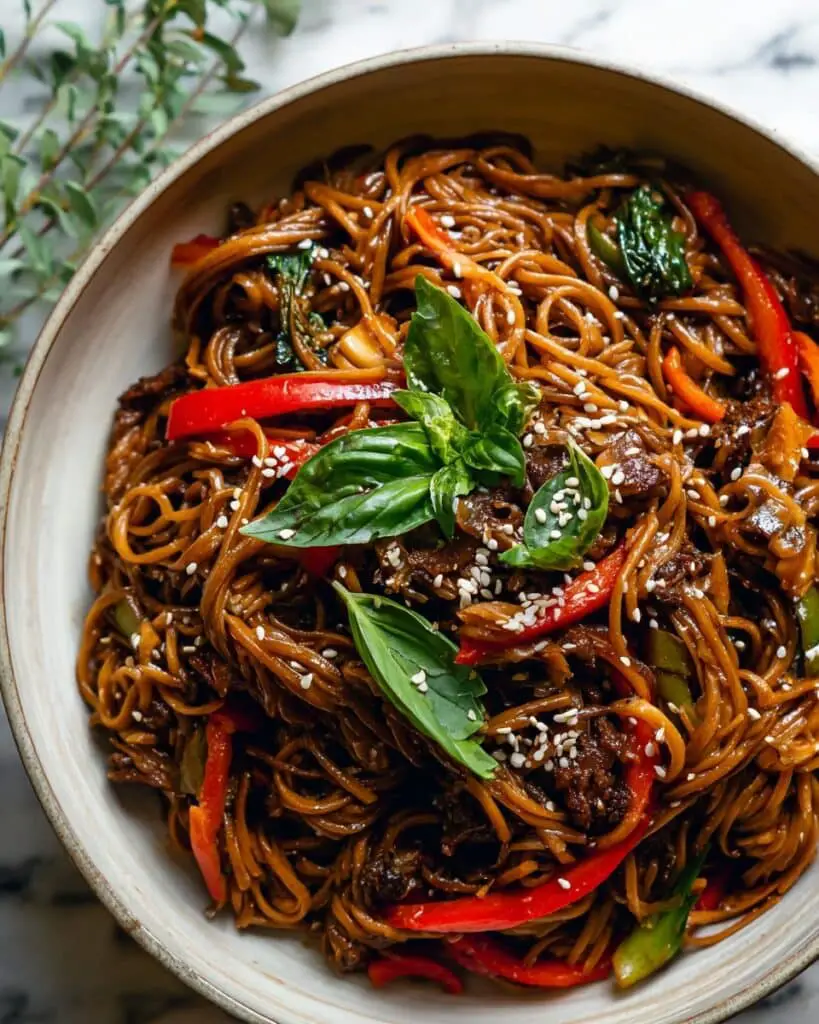 20 Minute Korean Beef Sesame Noodles Recipe