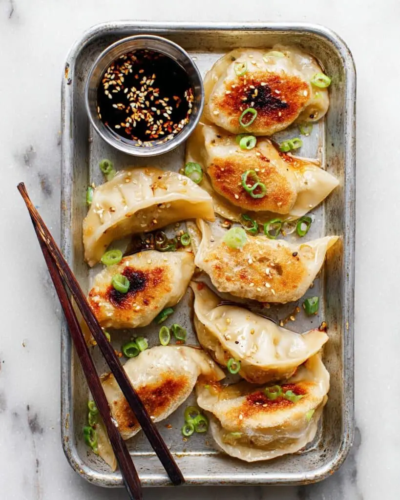 Chicken Dumplings with Crispy Pan-Fry and Dipping Sauce Recipe