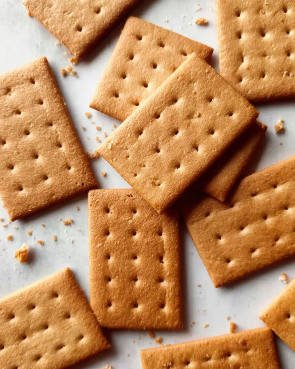 A close-up view of several rectangular crackers scattered over a white marbled surface, each cracker light brown with a slightly rough texture and small evenly spaced holes arranged in lines across the top. Some crackers overlap others, with a few tiny crumbs visible around them, creating a casual, natural look. photo taken with an iphone --ar 4:5 --v 7
