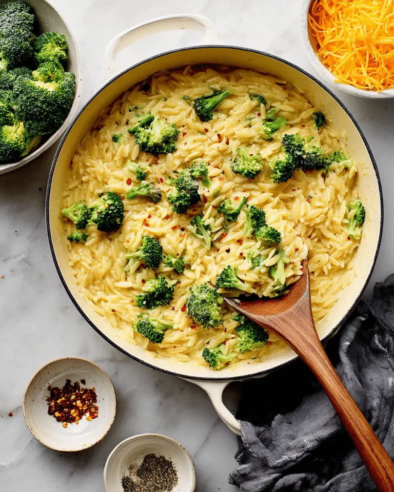 Broccoli Cheddar Orzo Recipe