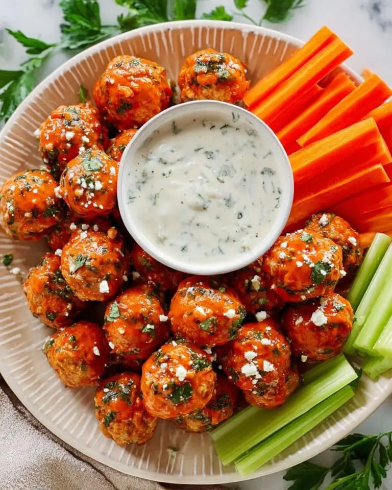Buffalo Chicken Meatballs with Blue Cheese Dip Recipe