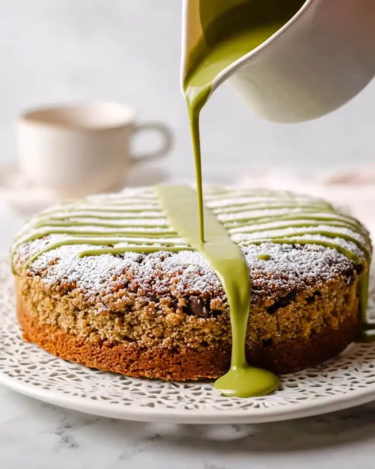 Pistachio Coffee Cake with Crispy Crumble and Pistachio Glaze Recipe