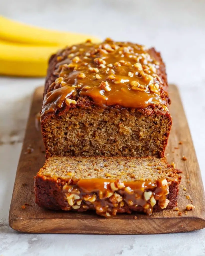 Greek Yogurt Banana Bread With Brown Sugar Pecan Glaze Recipe