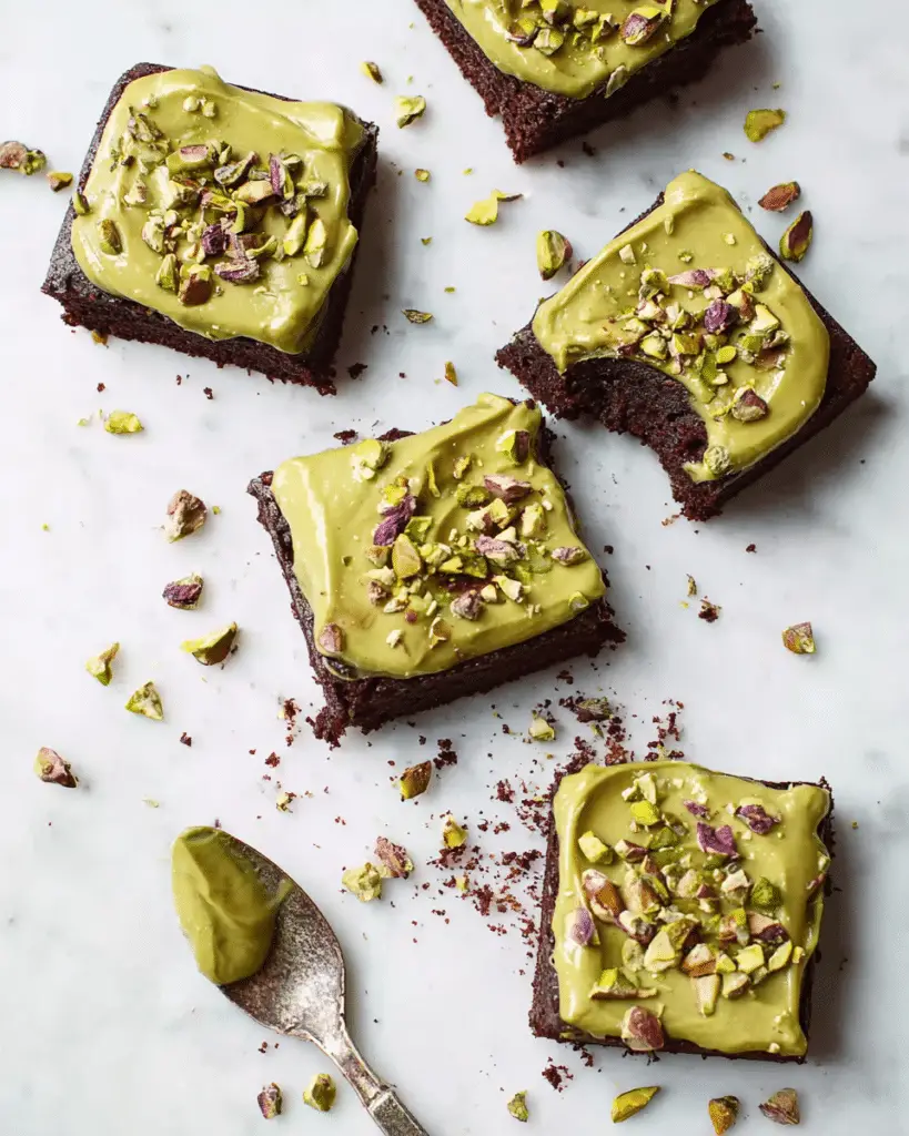 Pistachio White Chocolate Brownies with Pistachio Ganache Recipe