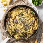 Miso Butter Pasta with Shiitake Mushrooms and Vegan Parmesan Recipe