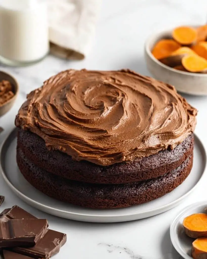 Vegan Chocolate Sweet Potato Cake with Sweet Potato Frosting Recipe