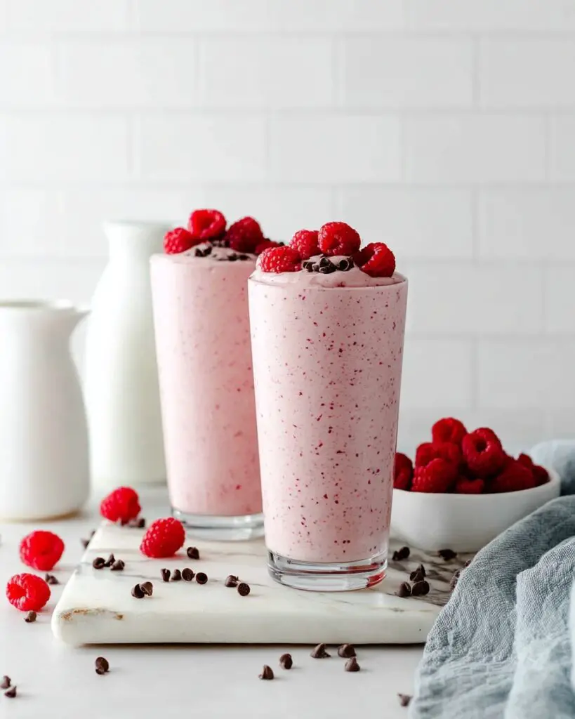 Raspberry Smoothie with Chocolate Chips and Plant-Based Boosters Recipe
