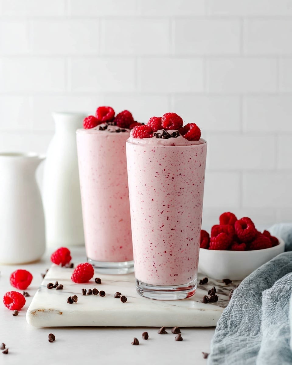 Raspberry Smoothie with Chocolate Chips and Plant-Based Boosters Recipe