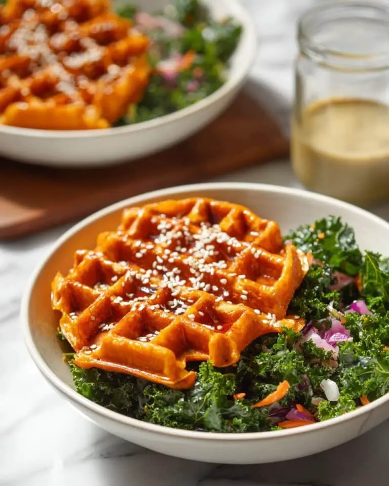 Waffle Iron Tofu Salad with Spicy Chili Tahini Dressing Recipe