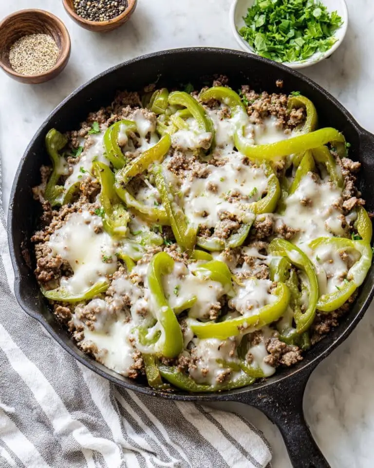 Extra Veggie Ground Beef Philly Skillet Recipe