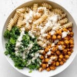 Kale Caesar Pasta Salad with Crispy Chickpeas Recipe