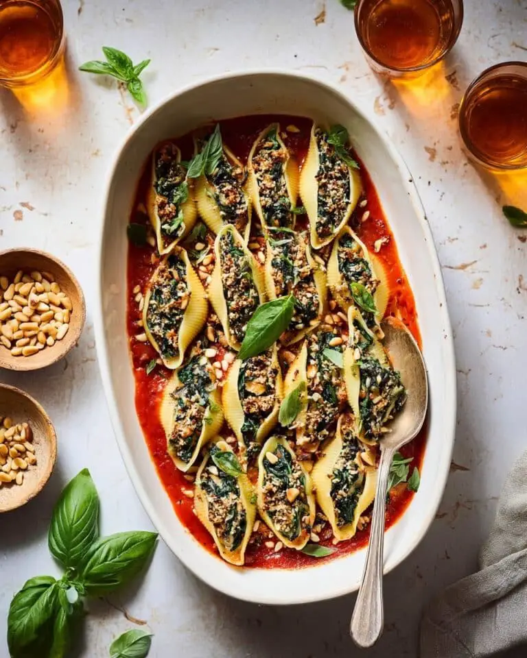 Creamy Spinach and Mushroom Stuffed Shells Recipe